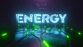 Energy neon sign with glowing cable