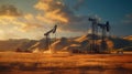 Energy, oil, gas, fuel pumping rig. AI generated image