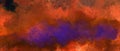 Energy orange red watercolor foggy mystery background with purple central part, mist horror apocalyptic website