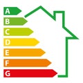 Energy Performance Certificate. Energy Efficiency Rating Graph with arrows. Green house. Vector illustration V.