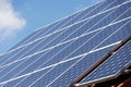 Energy photovoltaic solar panels on roof of residential house Royalty Free Stock Photo