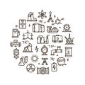 Energy, power and fuel vector line icons