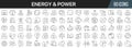 Energy and power line icons collection. Big UI icon set in a flat design. Thin outline icons pack. Vector illustration EPS10 Royalty Free Stock Photo