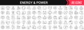 Energy and power linear icons in black. Big UI icons collection in a flat design. Thin outline signs pack. Big set of icons for Royalty Free Stock Photo