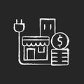 Energy price for commercial customer chalk white icon on dark background