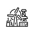 Black line icon for Energy Production, power and wind