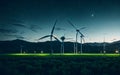 Energy Production with Wind Turbines. Power Generation for Sustainable Development Royalty Free Stock Photo