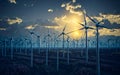 Energy Production with Wind Turbines. Power Generation for Sustainable Development Royalty Free Stock Photo