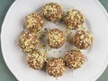 Energy protein balls with nuts, hemp seeds