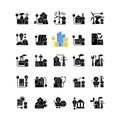 Energy purchase black glyph icons set on white space Royalty Free Stock Photo