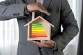 Energy rating chart Eco man energy efficiency scale image Royalty Free Stock Photo