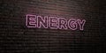 ENERGY -Realistic Neon Sign on Brick Wall background - 3D rendered royalty free stock image Royalty Free Stock Photo