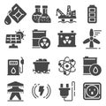 Energy related gray icons. Power icon set