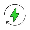 Energy reload for a car icon in line design. Energy, reload, power, recharge, charge, renew, refresh, refill, boost