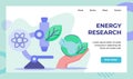 Energy research microscope green leaf atom hand hold earth campaign for web website home homepage landing page template