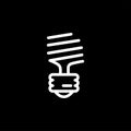 Energy Saving Bulb Line Icon On Black Background. Black Flat Style Vector Illustration Royalty Free Stock Photo
