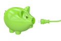 Energy saving concept, piggy bank with socket and plug. 3D render Royalty Free Stock Photo