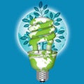 Energy Saving Eco Lightbulb with World Globe Royalty Free Stock Photo