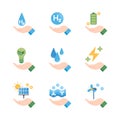 Energy Saving flat icons collection. Eco Friendly symbol icon set. for web design symbols and infographic elements.vector design Royalty Free Stock Photo