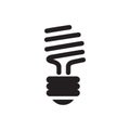 Energy Saving Fluorescent Light Bulb Icon In Flat Style. Black Icon Vector Illustration Royalty Free Stock Photo