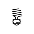 Energy Saving Fluorescent Light Bulb Line Icon In Flat Style. Black Icon Vector Illustration Royalty Free Stock Photo