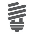 Energy saving glyph icon, ecology lamp