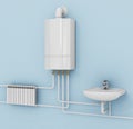 Energy-saving heating system with thermostats.