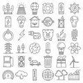 Energy saving icon set, outline style Royalty Free Stock Photo