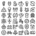 Energy saving icon set, outline style Royalty Free Stock Photo