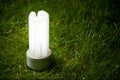 Energy saving lamp on the grass