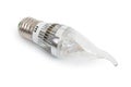 Energy saving LED light-emitting diode candle bulb with socket type E27 isolated on a white background, close up Royalty Free Stock Photo