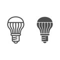 Energy saving light bulb line and glyph icon. Energy efficient lamp vector illustration isolated on white. Electricity