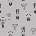 Energy saving light bulbs seamless pattern. Vector. Royalty Free Stock Photo