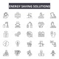 Energy saving solutions line icons, signs, vector set, outline illustration concept