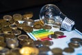 energy saving technologies, euro coins Royalty Free Stock Photo