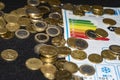 energy saving technologies, euro coins Royalty Free Stock Photo
