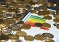 energy saving technologies, euro coins Royalty Free Stock Photo