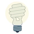 Energy saving. Turned on Light Bulb Icon. Flat style cartoon illustration isolated on white. Hand drawn Technology concept. Design Royalty Free Stock Photo