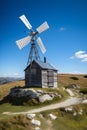 Energy saving windmills, turbin at nature, sea, mountains, fields