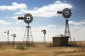 Energy saving windmills, turbin at nature, sea, mountains, fields