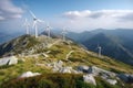 Energy saving windmills, turbin at nature, sea, mountains, fields