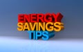 energy savings tips on blue