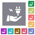 Energy services square flat icons