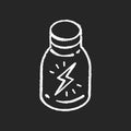 Energy shot chalk white icon on black background