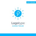 Energy, , Solar, Sun, Charge Blue Solid Logo Template. Place for Tagline Royalty Free Stock Photo