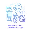 Energy source diversification blue gradient concept icon Royalty Free Stock Photo