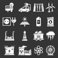 Energy sources icons set grey vector Royalty Free Stock Photo