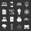 Energy sources items icons set grey vector Royalty Free Stock Photo