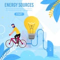 Energy Sources Motivation Cartoon Metaphor Banner