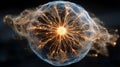 Energy sphere expands into an abstract neural network in a dynamic visual display Royalty Free Stock Photo